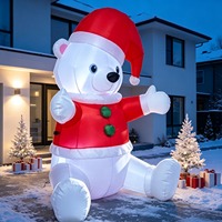 Décoration de Noël gonflable en forme d'ours polaire avec lumières LED, ornement de jardin festif pour les célébrations de fin d'année