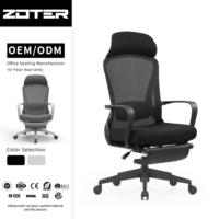 Chaise de bureau ergonomique moderne en maille inclinable avec repose-pieds pliable, support dorsal réglable, dossier haut et coussin en éponge épaisse