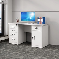 Bureau d'ordinateur en acier ignifuge monoplace, durable, facile à assembler, design moderne et écologique, tiroir verrouillable, pour hôpital et école