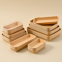 Matériau sain Cuisson Emballage Alimentaire Papier Plateau À Sushi Paquet À Emporter Plateau En Papier Kraft Boîte À Salade Avec Couvercles