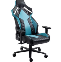 Chaise de jeu en cuir PU à ajustement ergonomique électrique bleu Design large Unique bureau à domicile pliable Massage compétition chinois