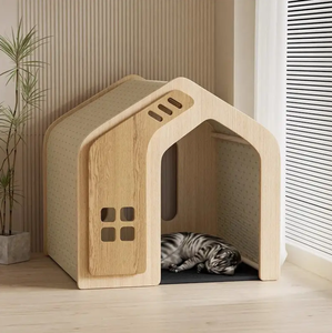 Casa Moderna <span class=keywords><strong>de</strong></span> Lujo para Perros con Marco <span class=keywords><strong>de</strong></span> Madera MDF y Cojín <span class=keywords><strong>de</strong></span> <span class=keywords><strong>Tela</strong></span>, Jaula Interior/Exterior para Mascotas Pequeñas o Gatos - Product Image 3