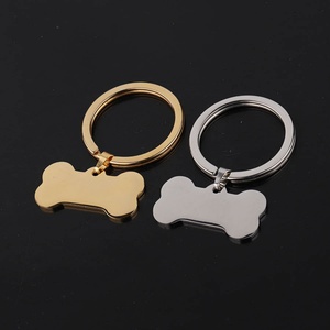 Popular <b>Pet</b> Dog Pendant Keychain Gold Plated Custom Engraved <b>Blank</b> Bone Shape Pendant Stainless Steel Keychain - Product Image 5