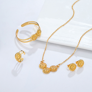 Fábrica al por mayor 3 PCS Niños Set Lindo Collar Brazalete Pendientes Anillo Bebé Niños Chapado en oro Conjunto de joyas - Product Image 3