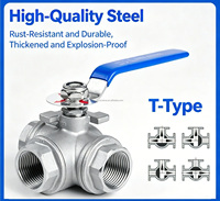 Mini vanne à boisseau sphérique en acier inoxydable 3 voies, filetage femelle NPT BSP, commande manuelle à 90 degrés, vanne de régulation pour pipeline d'instrumentation