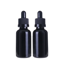 Botol Tetes Ukur Kaca Hitam Glossy Kosmetik 1OZ 2OZ Kosong 30ML Botol Minyak Esensial dengan Pipet Kaca