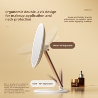 Miroir de maquillage LED à une face avec design pliable et rotatif, cadre en plastique, parfait pour le bureau, les dortoirs, la maison, les routines de beauté