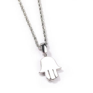 Joyería turca de alta calidad para mujer, colgante de mano de Hamsa, amuleto de la suerte, Micro pavé CZ, Collar chapado en plata, cadena de eslabones cubanos - Product Image 5