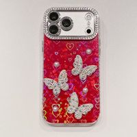 Étui de téléphone portable en forme de papillon perlé pour iPhone 16, entièrement enveloppé, design de luxe pour femmes, coque de téléphone pour iPhone 17 15 14 Plus