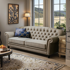 Factory <strong>Price</strong> Classic Tufted Fabric Sectional <strong>Sofa</strong> <strong>Set</strong> Modern Design 2+3 Chesterfield 3 Seat Living Room <strong>Set</strong> - Product Image 1
