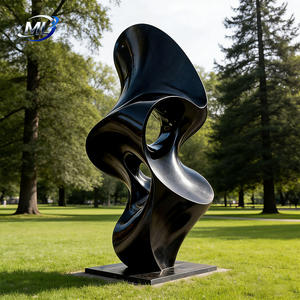 Sculptures abstraites modernes en acier inoxydable plaqué or, décorations d'art sur pied personnalisées pour villas et hôtels - Product Image 2