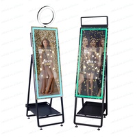 Portable nouveau selfie photomaton coque rgb cadre lumière pliant miroir magique appareil photo reflex numérique photomaton machine avec flight case