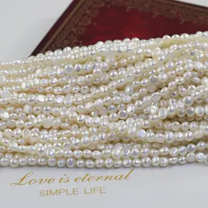 small 4-5mm nugget baroque flat back fresh water good quality natural freshwater pearl beads strand real natural pearls