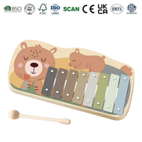 Cartoon Themed Wooden Keyboard Glockenspiel for Toddler Fine Motor Skills Music Enlightenment Educational Musical Learning Toy