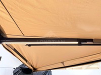 Toldo de 180 Grados con Doble Poste, LED Blanco, Amarillo y Ámbar, 3 Colores, Impermeable, Patas Ajustables, Parasol Lateral para Auto