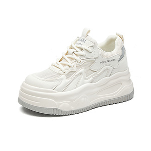 Nouvelle Collection Printemps 2026 : Baskets Blanches à Semelle Épaisse et Bout Rond pour Femmes de Petite Taille, Rehaussant la Silhouette, Style Sophistiqué - Product Image 1