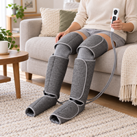 Masseur de jambes gris avec 3 intensités, 6 modes, double chaleur et enveloppe ajustable pour la relaxation des mollets et des cuisses