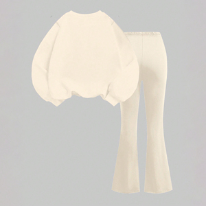 Completo 2 Pezzi per Bambine: <span class=keywords><strong>Felpa</strong></span> Larga con Stampa <span class=keywords><strong>Leopardata</strong></span> e Scritta e Pantaloni a Zampa per Ragazze di 10 Anni - Product Image 2