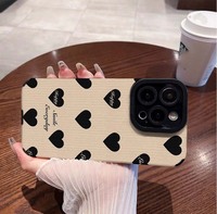 Nouvelle coque de téléphone portable en cuir TPU souple avec impression de cœurs et de rayures verticales pour iPhone Xs 11 12 13 14 15 16 17 18 Pro Max