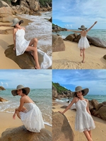 Robe de plage en polyester à col mandarin vintage thaïlandais de Bali, personnalisable, antistatique, taille haute, coupe évasée, avec nœud en dentelle, haut de gamme