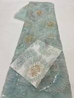Tissu en dentelle brodé de fleurs 3D jaunes de luxe avec appliques, perles et sequins de haute qualité, léger et biologique, idéal pour la couture de créateurs