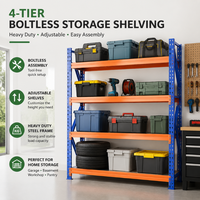 Étagères de rangement robustes pour garage, 4 niveaux, réglables, en acier sans boulons, pour la maison, le sous-sol, l'atelier