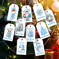 Étiquettes en papier bleues et roses pour cadeaux de Noël, hiver, avec corde, étiquettes colorées suspendues, carte de Noël Père Noël pour vêtements