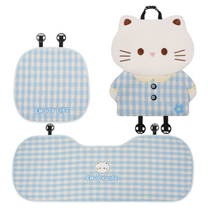 Housse de siège de voiture en coton motif chat de dessin animé, ensemble complet, antidérapante, décorative, pour toutes les saisons - Product Image 5