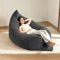 Fauteuil pouf individuel en tissu velours côtelé, compressé et emballé sous vide