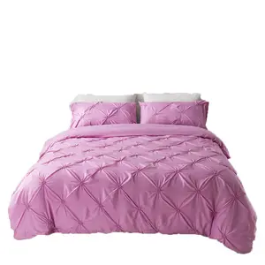 Textiles para el hogar, ropa de cama de poliéster personalizada, edredón rosa de lujo, juego de cama de hotel