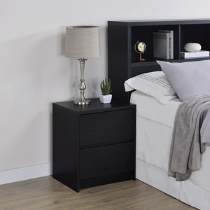 Geary Black 2-<b>drawer</b> Nightstand With Led Lights And Usb Ports <b>For</b> Bedroom <b>Storage</b> - Product Image 1