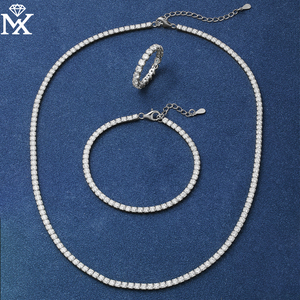 Elegante juego de tenis de circonita cúbica de 3, conjunto de anillo de pulsera de collar de pavé de Plata de Ley 925, conjunto de regalo de joyería para mujer - Product Image 3