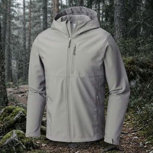 Chaqueta de Forro Polar con Capucha para Hombre, Color Gris, Cierre de Cremallera, Informal, Resistente al Viento, para Uso en Exteriores, Temporada de Otoño, Corte Regular, Chaqueta Softshell - Product Image 5
