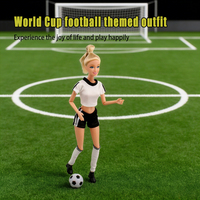Lot de 2 poupées de football de 11,5 pouces, écologiques, en ABS, avec uniforme et ballon de sport, dans un coffret cadeau
