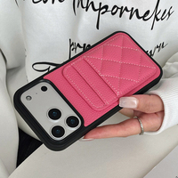 MOQ 500 Étui portefeuille en cuir de luxe à motif diamant avec fentes pour cartes de crédit pour iPhone 17 Pro Max 17 Air 16 15