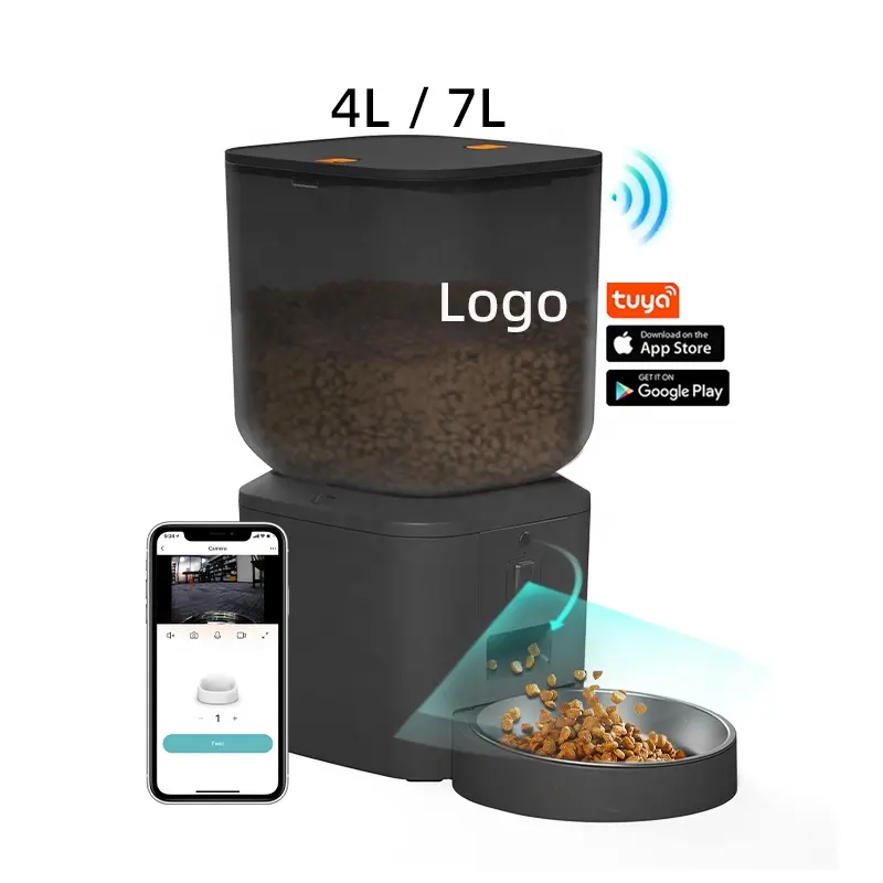 4L Smart Pet Feeder WiFi Tuya App Control Pet Food Dispenser Camera Dog Cat Automatic Pet Feeder With Camera