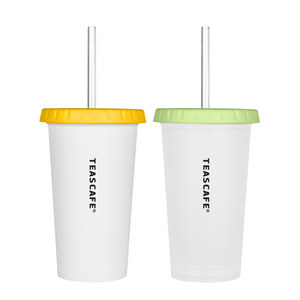 Gobelet réutilisable élégant pour boissons froides 500 ml avec couvercle plat, en PP durable, avec paille, pour café glacé - Product Image 4