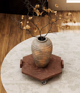 Tabouret de maison en bois hexagonal pliable, design moderne, empilable, pour salon et chambre, pouf de salle à manger - Product Image 6