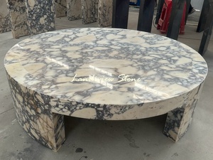LANDIVIEW Luxuriöser Maßgefertigter Steinmöbel Wohnzimmer CALACATTA VIOLA ARNO RUNDER COFFEE <span class=keywords><strong>TABLE</strong></span> - Product Image 3