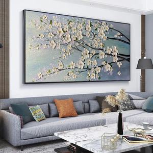 Peinture de fleurs de cerisier en pleine floraison, grande œuvre d'art murale pour la décoration du salon, art mural moderne personnalisé pour la maison et la galerie - Product Image 1