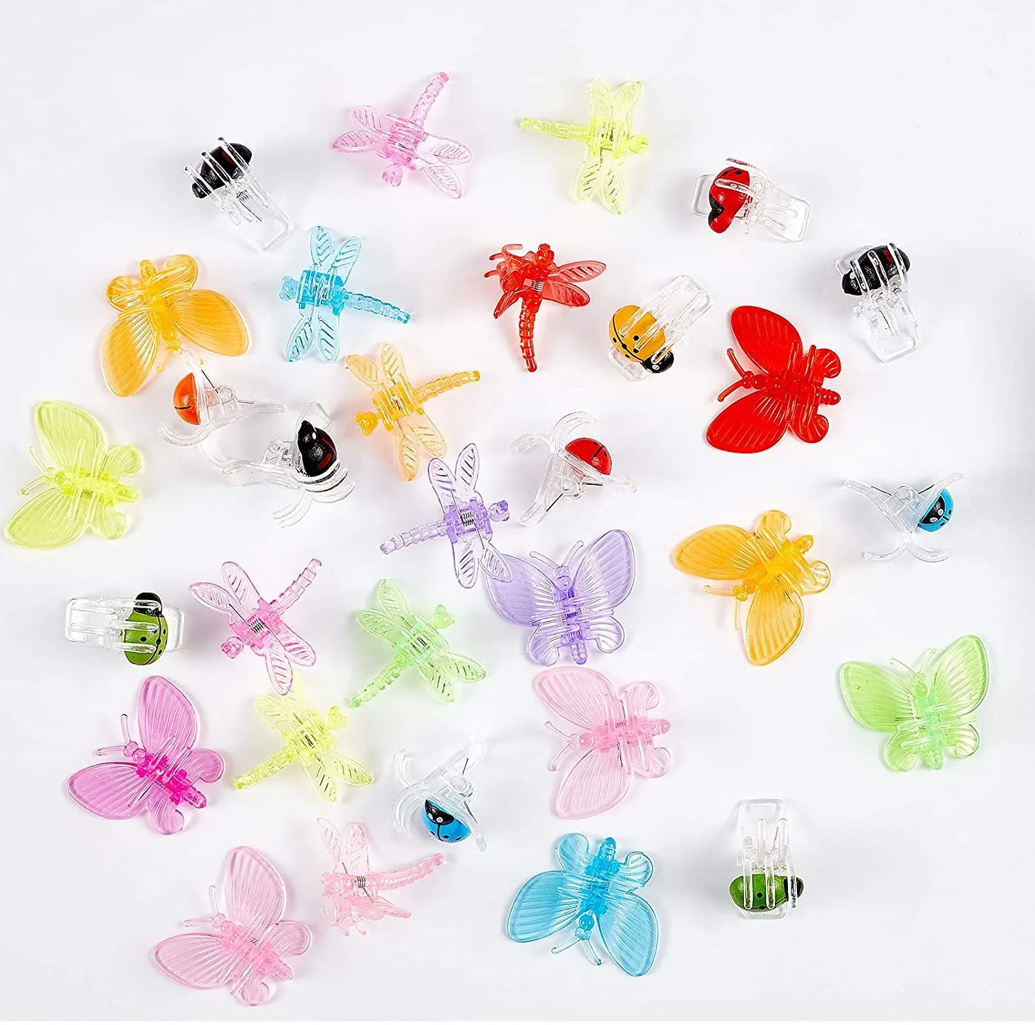 Hot Sale Various Colors Plastic small Dragonfly Butterfly Clips Orchid Garden Plant Support Clips