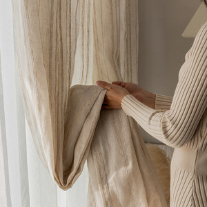 Tende Trasparenti per Soggiorno <span class=keywords><strong>con</strong></span> Onde Pieghevoli in Lino Naturale - Product Image 2