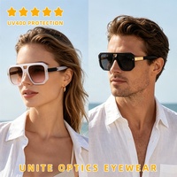 Dernières tendances de la mode, lunettes de soleil unisexes, style vintage rétro, double pont, grande monture carrée, lunettes de soleil pilote UV400 pour hommes et femmes