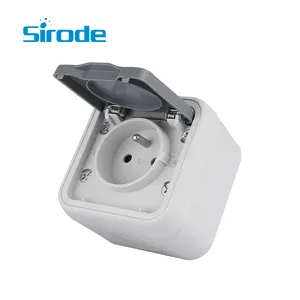 Sirode 8008系列欧洲标准现代灰色1组法国电动墙壁插座，带IP55