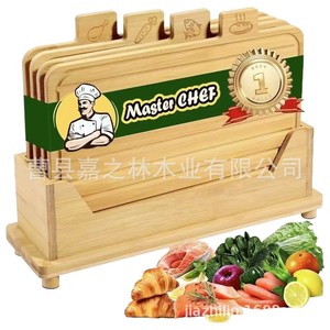 Tabla de cortar creativa de bambú y madera con soporte, tabla de cortar de madera maciza para verduras y frutas, de madera. - Product Image 4