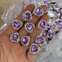 Strass en cristal fantaisie en forme de cœur à coudre avec griffes métalliques et trou pour accessoires vestimentaires DIY