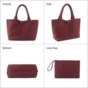 Sac fourre-tout en néoprène noir tissé de haute qualité, fait main, style coréen, pour femmes, sac à bandoulière tissé à la main, le plus récent sac à main - Product Image 2