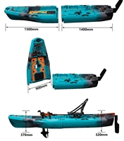 Kayak de pêche modulaire à pédales YAK Outdoors 2,1-3m, design portable et détachable, multiples rails, matériau HDPE écologique