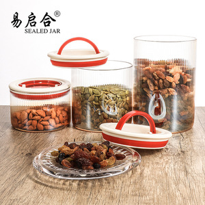 High Borosilicate Glass Airtight Storage Jar Amber Gradient Cylinder With Plastic Lid Food Grade Safe For Kitchen Use - Product Image 4