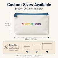 Pochette de voyage zippée réutilisable personnalisable avec logo, écologique, pour mini trousse de maquillage en toile vierge